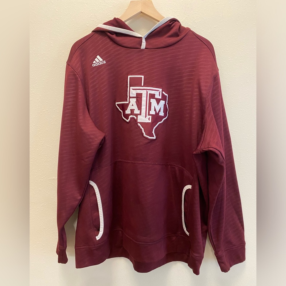 Adidas Texas A&M Maroon Hoodie White Piping Extra Large